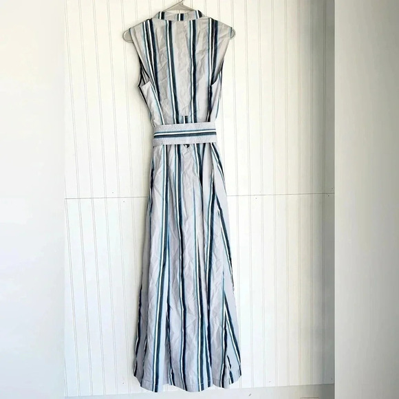 DIANE VON FURSTENBERG Size 10 Striped Sleeveless Belted Maxi Dress - Picture 8 of 12